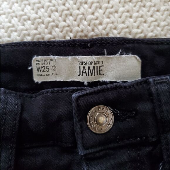 Topshop Moto Jamie High Waisted Skinny Jeans - size 25 in Black - Picture 11 of 14